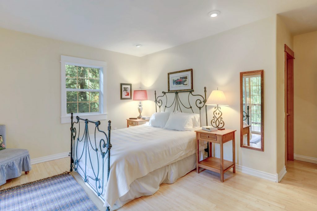 Bedroom with bamboo flooring