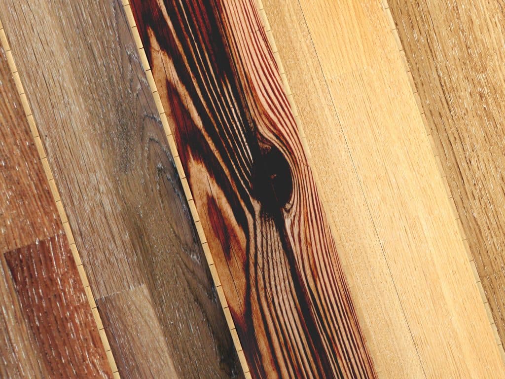 Different styles of hardwood next to each other