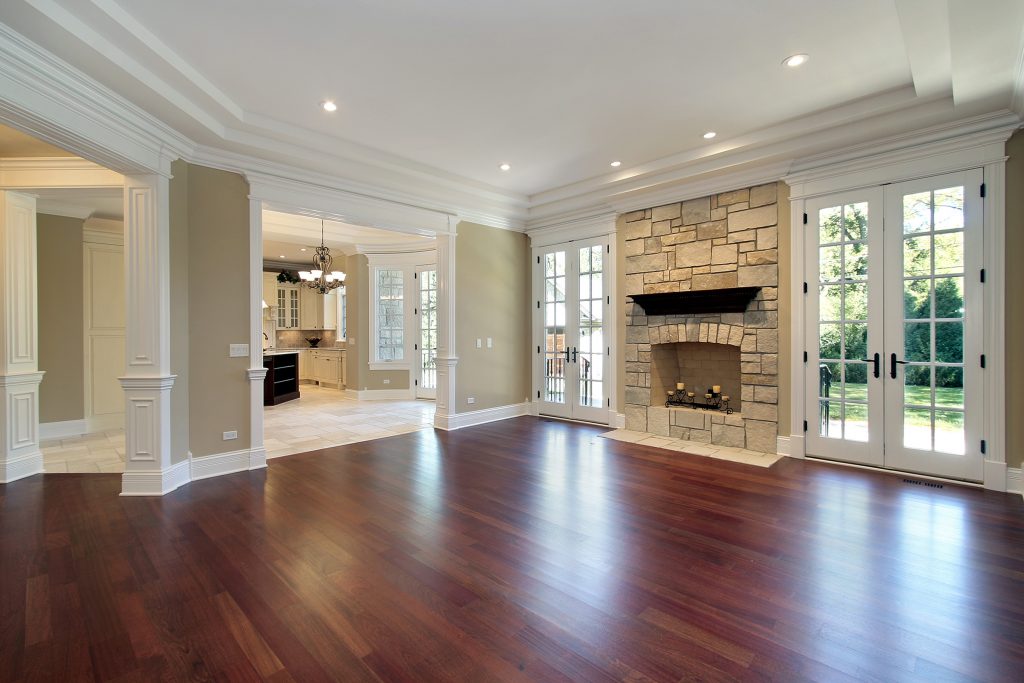 Living room with fresh hardwood floors