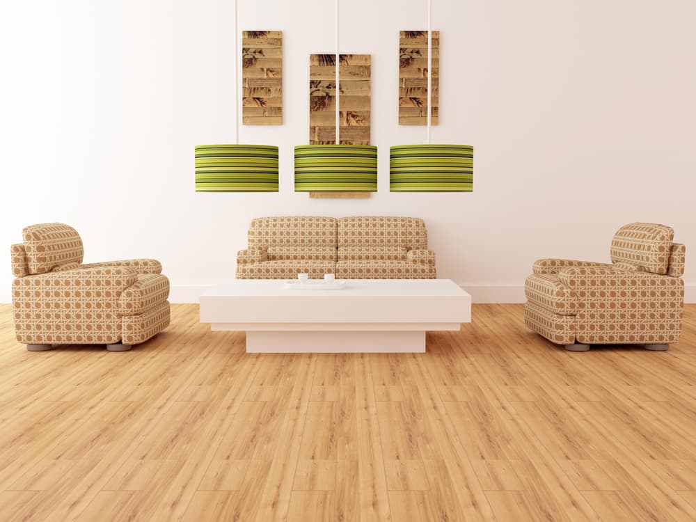 Living room setting with bamboo flooring