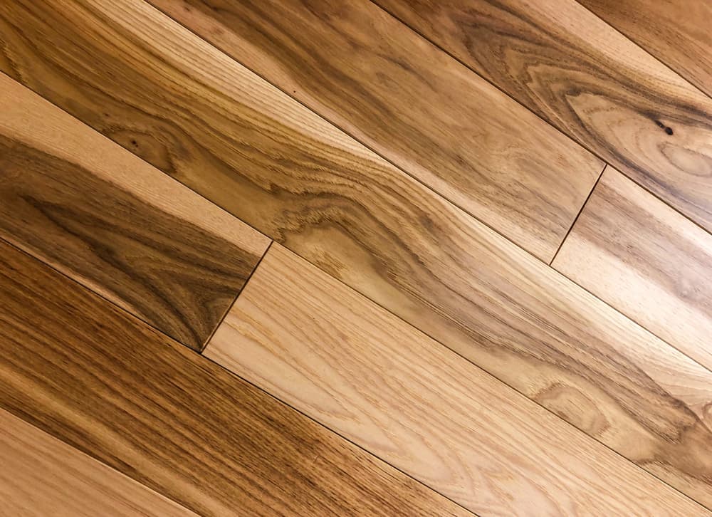 Darkened maple wood flooring