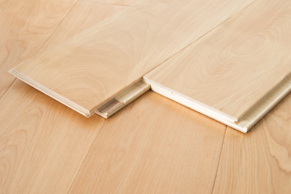 Wooden laminate flooring boards stacking