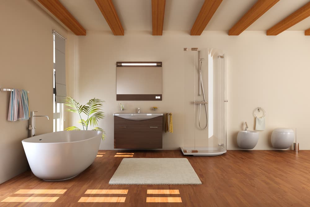 Can you put laminate in a bathroom? This floor suggest you very much can. 